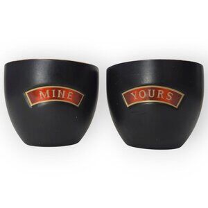 BAILEY'S Irish Cream Yours And Mine Black Ceramic Cups Set of 2 2.75" Collectors